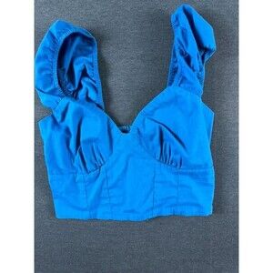 Abercrombie & Fitch Womens XS Cobalt Blue Sweetheart Bustier Crop Top Smocked